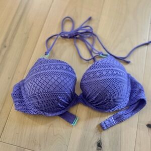 Aerie Crochet Bikini Padded Underwire Tie Neck 36C